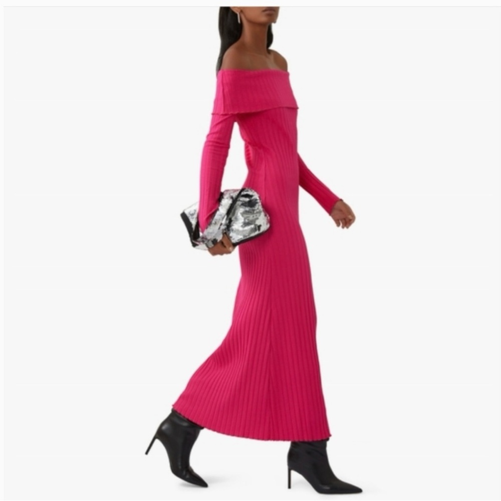 Off-Shoulder Pink Maxi Dress